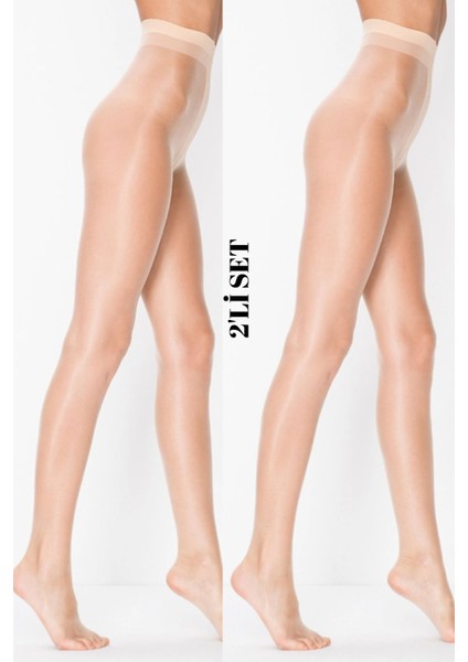 Süper Ince Kaçmaz 2'li Set Vanilya Ten Rengi Hayalet Külotlu Çorap (6 Den Ultra Ince)