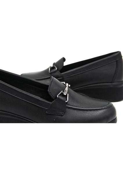 715 Deri Toka Detaylı Deri Kadın Loafer Ayakkabı - Siyah fiyatları