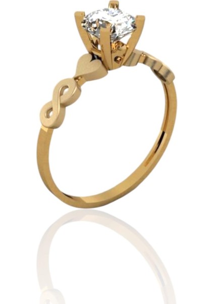 Kalp Sonsuzluk Klasik Tektaş Sade ve Şık 14 Ayar Altın Yüzük