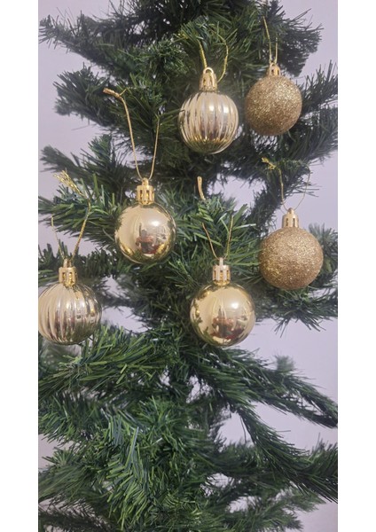 Yılbaşı Ağacı Süsü 4 cm Cici Küre Top Süs Parlak 6 Adet modelleri