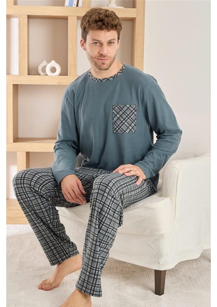 Gri Siyah Ekose Desenli Elegant Erkek pijama takımı