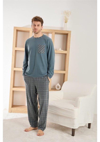 Gri Siyah Ekose Desenli Elegant Erkek pijama takımı fiyatları