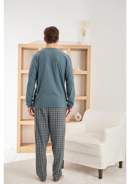 Gri Siyah Ekose Desenli Elegant Erkek pijama takımı modelleri