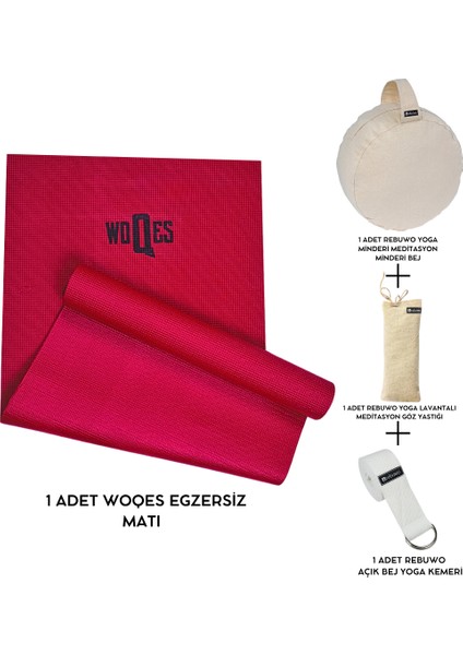 Temel Egzersiz Seti– Egzersiz Matı, Meditasyon Minderi, Yoga Kemeri,göz Yastığı | Yoga ve Meditasyon Başlangıç Seti