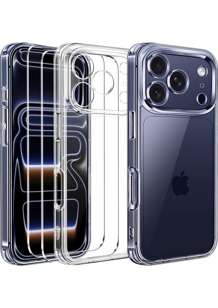 iPhone 17 Pro Max Şeffaf Kılıf Silikon / Cam Ekran Koruyucu Seti