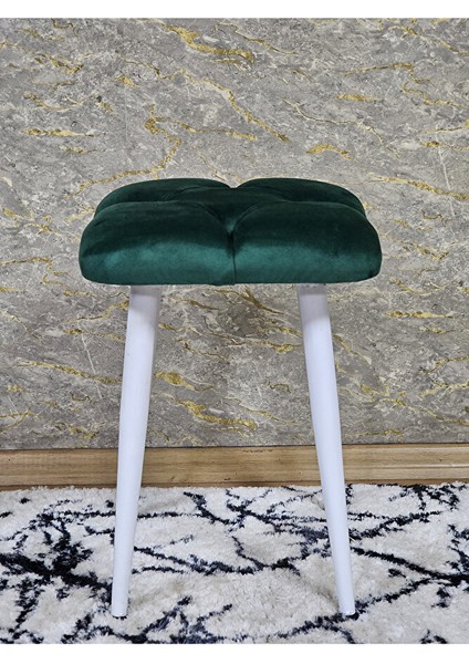 Kare Beyaz Boyalı Konik Ayaklı Tabure - Oturak - Bar Taburesi - Ayaklı Tabure Yeşil Renk 33 x 48 Boyut/ebat fiyatları