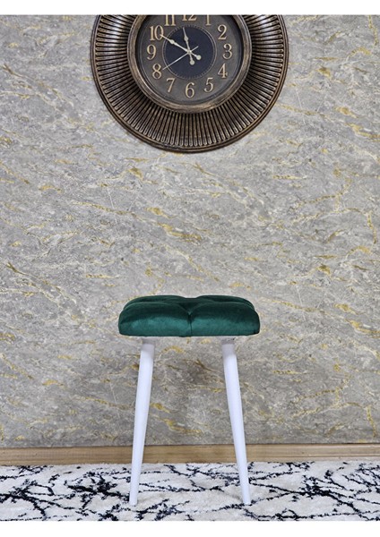 Kare Beyaz Boyalı Konik Ayaklı Tabure - Oturak - Bar Taburesi - Ayaklı Tabure Yeşil Renk 33 x 48 Boyut/ebat modelleri