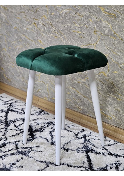Kare Beyaz Boyalı Konik Ayaklı Tabure - Oturak - Bar Taburesi - Ayaklı Tabure Yeşil Renk 33 x 48 Boyut/ebat fırsatları