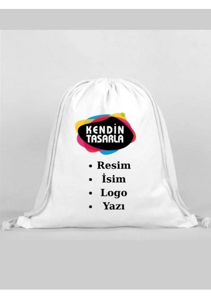 Kişiye Özel Sırt Çantası - Ip Büzgülü Spor Çanta