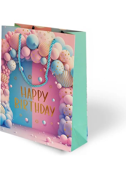 18X24 Lüks Karton Çanta Varak Baskılı -Balon Temalı-