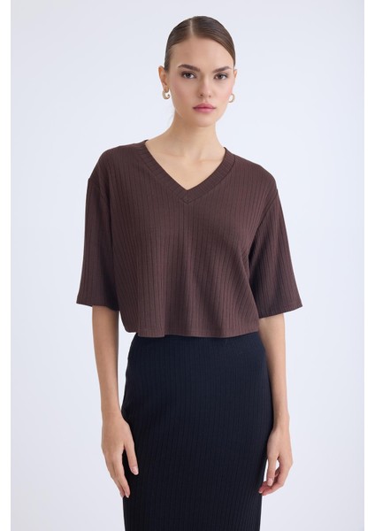 V Yaka Kısa Kol Bluz indirimleri