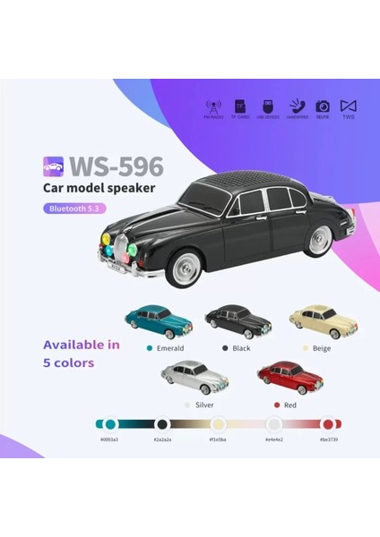 WS-596 Araba Görünümlü Kablosuz Bluetooth Hoparlör Siyah (4915)