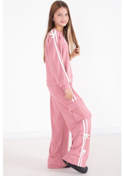Pembe Yazı Baskılı Şeritli Kız Çocuk Alt Üst Takım 22771 fırsatları