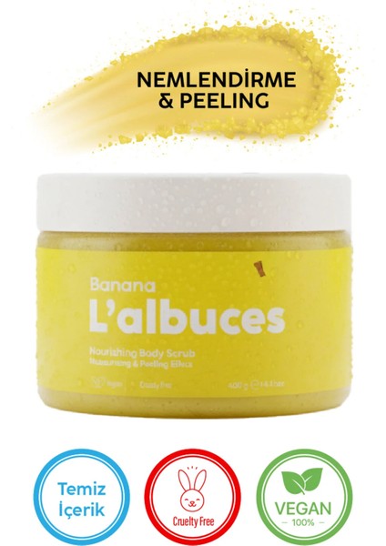 Banana Body Scrub 400GR – Vegan, Temiz Içerikli, Muz Kokulu Pürüzsüz Cilt Bakımı