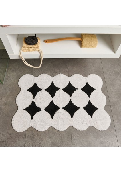 Soft Elegant Curves Tufting Banyo Paspası - Siyah - 60X90 cm