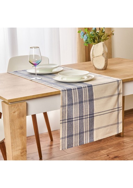 Deniz Runner - Ekru / Mavi - 45X150 cm