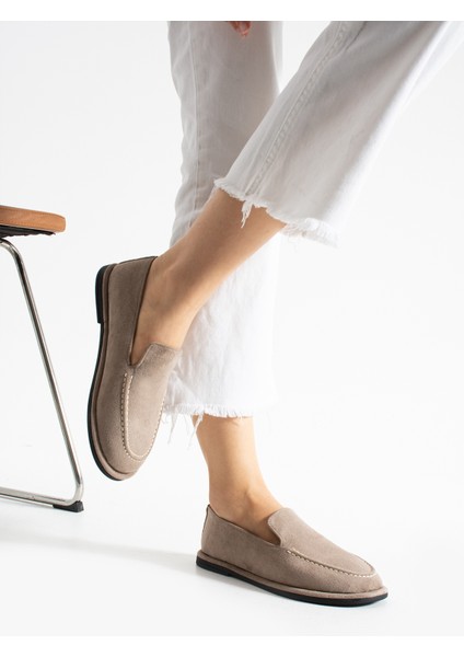 Konforlu Kadın Süet Mokasen Ayakkabı Loafer