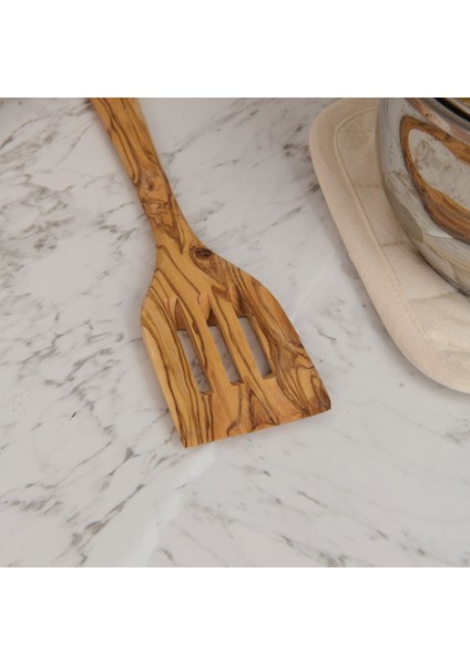 Zeytin Ağacı Delikli Spatula - Açık Kahverengi - 30 cm fiyatları