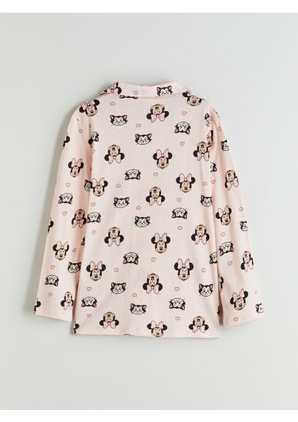 Yeni Sezon Gömlek Yaka Minnie Mouse Baskılı Kız Çocuk Pijama Takımı fırsatları