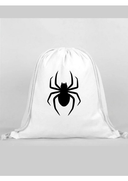 Örümcek Baskılı Sırt Çantası - Ip Büzgülü Spor Çanta