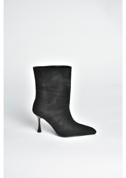 V752550202 Siyah Süet Ince Topuklu Kadın Bot indirimleri