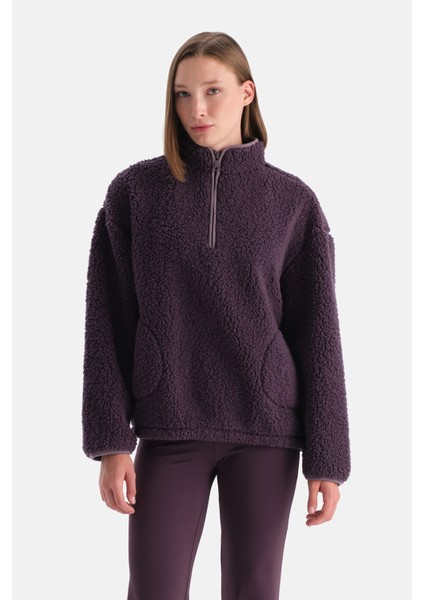 Mürdüm Kadın Yarım Fermuarlı Sweatshırt