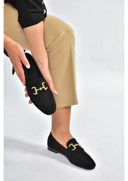 V780161202 Siyah Süet Günlük Kadın Ayakkabı