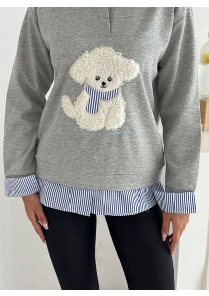 Garnili Ayıcık Nakışlı Sweatshirt modelleri
