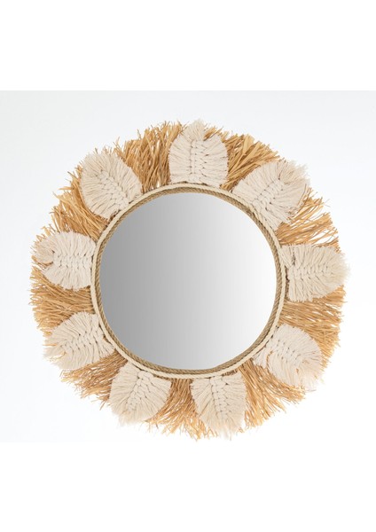 Deco Boho Ayna - Beyaz - 40 cm