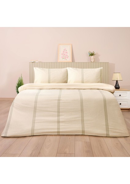 Soft Ciro Ipliği Boyalı Çift Kişilik Nevresim Takımı - Yeşil