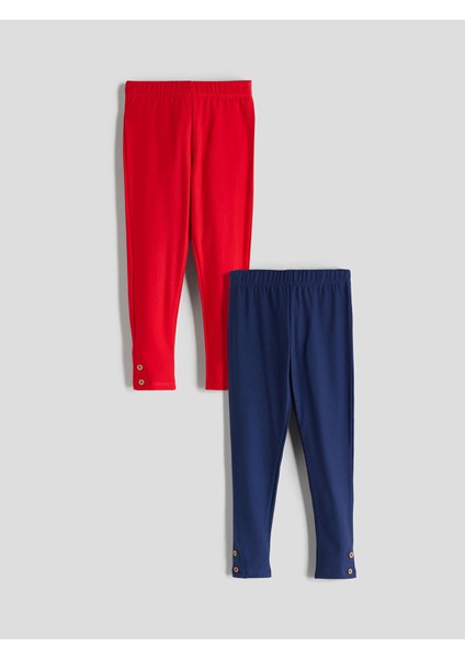Yeni Sezon Beli Lastikli Basic Kız Çocuk Tayt 2'li