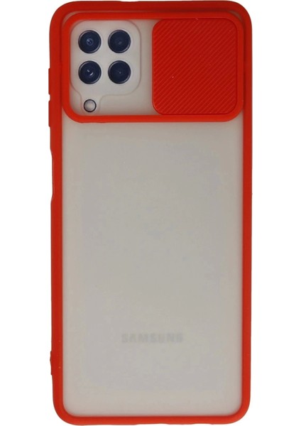 Bfs Samsung Galaxy A22 Kılıf Palm Buzlu Kamera Sürgülü Silikon - Kırmızı