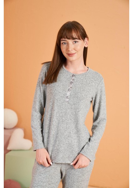Kadın Gri Pijama Takımı 28015 modelleri