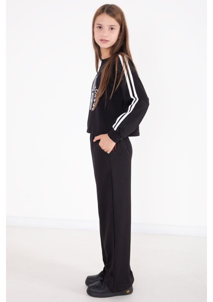 Siyah Yazı Baskılı Kargo Cep Detaylı Kız Çocuk Takım 22775 fırsatları