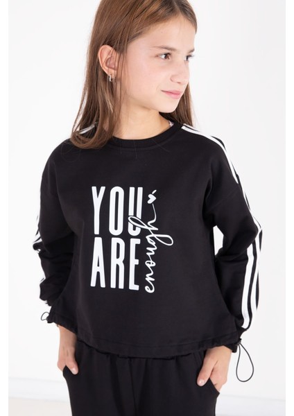 Siyah Yazı Baskılı Kargo Cep Detaylı Kız Çocuk Takım 22775 indirimleri