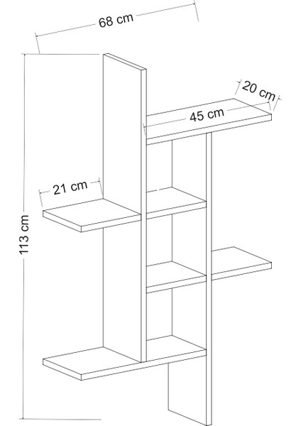Inarch Dizayn Madagaskar Duvar Rafı – Asimetrik Tasarım, Duvara Monte Dekoratif Kitaplık, Antrasit indirimleri