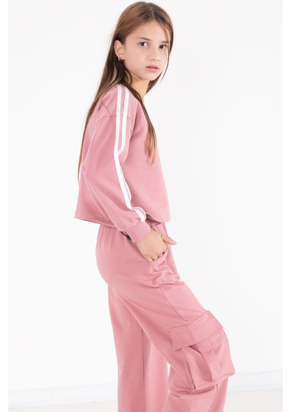 Pembe Yazı Baskılı Kargo Cep Detaylı Kız Çocuk Takım 22776 fırsatları