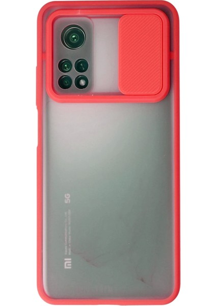 Bfs Xiaomi Mi 10T Kılıf Palm Buzlu Kamera Sürgülü Silikon - Kırmızı