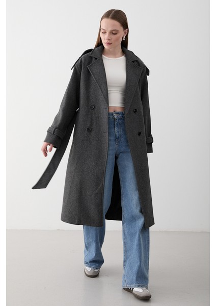 Antrasit Kaşe Kaban - 6047 fiyatları