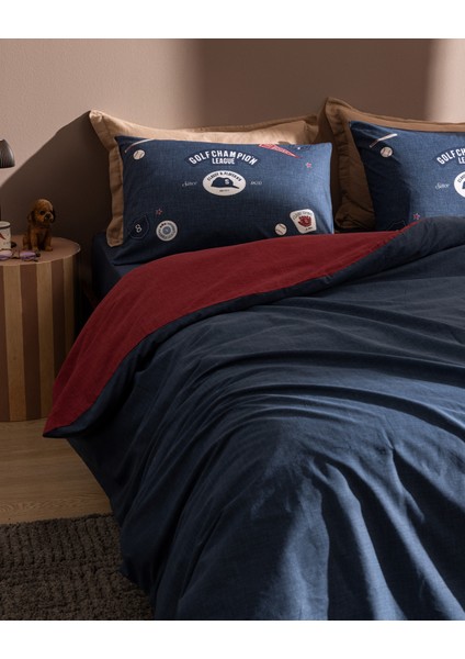 Ruben King Size %100 Pamuk Ranforce Baskılı Nevresim Takımı - Lacivert fiyatları