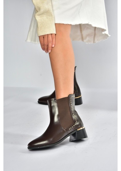 V518978209 Kahverengi Alçak Topuklu Kadın Bot fırsatları