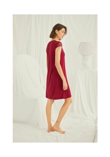 Monamise Kolu Omzu ve Yakası Dantelli Önü Düğmeli Gecelik fiyatları