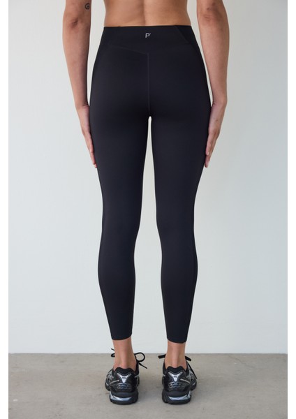 Siyah Hafif Destek Yanları Fitilli Yüksek Bel Tayt modelleri