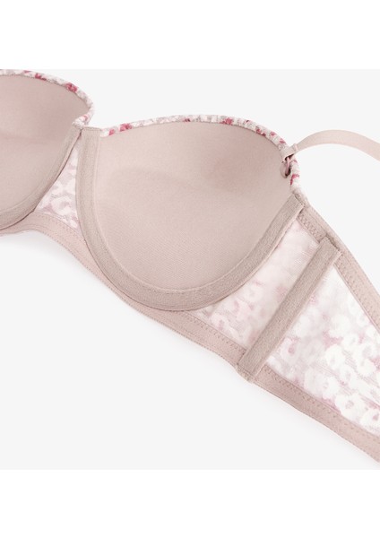 Bej Pop Up Çiçek Desenli Balenli Toparlayıcı Dantelli Sütyen fiyatları