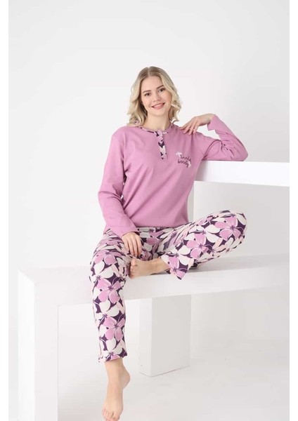 Çiçek Desenli Üç Düğmeli