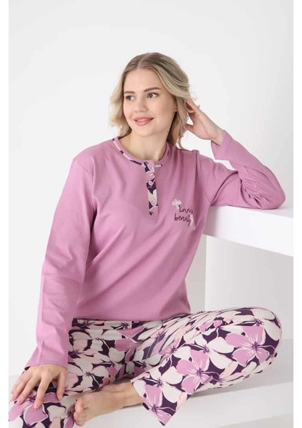 Çiçek Desenli Üç Düğmeli