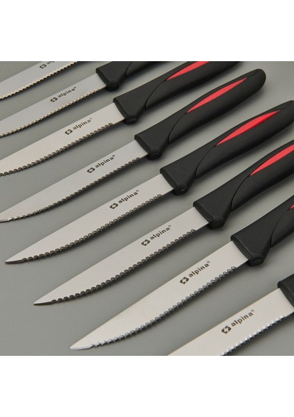 12'li Et Bıçağı Seti - Siyah / Kırmızı - 22,8 cm fiyatları
