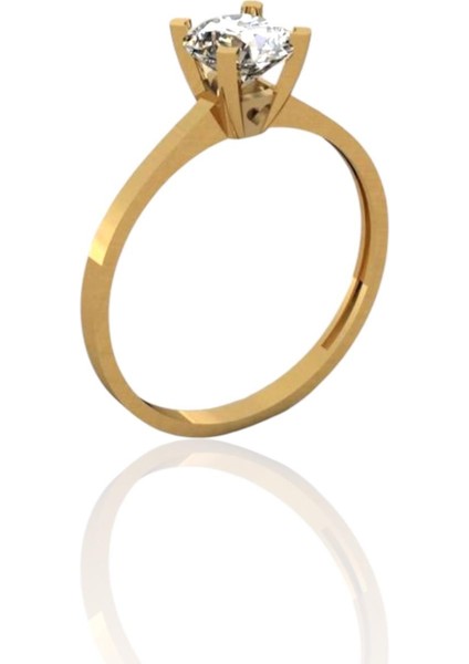 Klasik Tektaş Sade ve Şık 14 Ayar Altın Yüzük