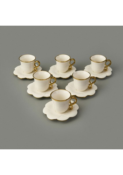 Jessica 6'lı Kahve Fincanı - Beyaz / Sarı fiyatları