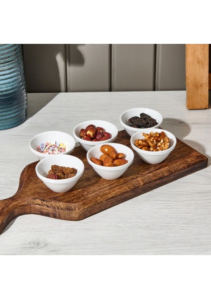 Yuvarlak Porselen 6'lı Sosluk - Beyaz - 3 cm